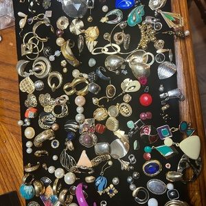 vintage unmached earrings gold tone